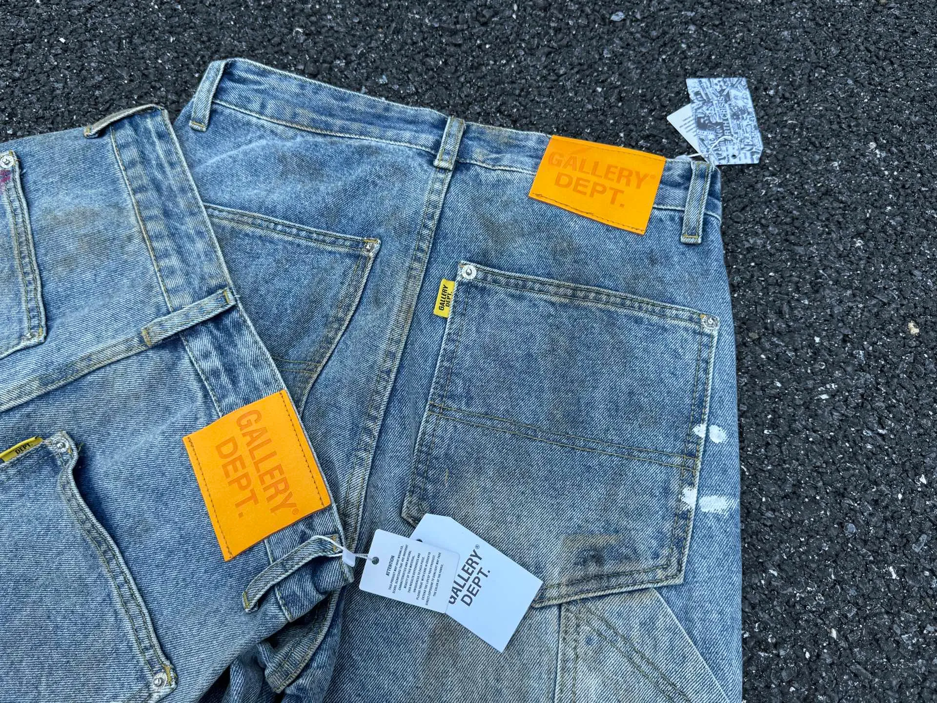 P260💰G97 GALLERY DEPT. Logging retro old stained ink denim bell bottoms washed jeans Size: 28 30 32 34 36